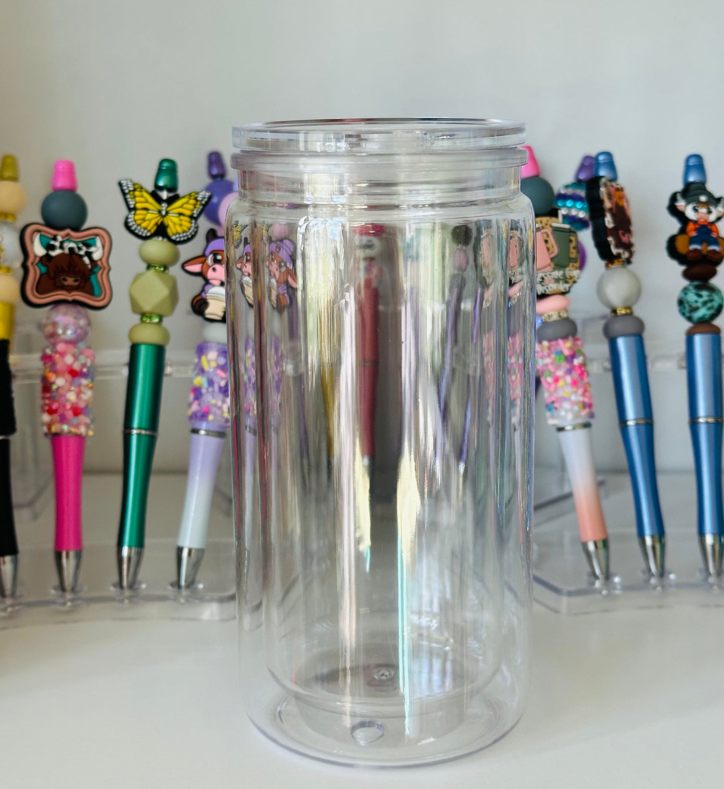16oz Acrylic Snow Globe Cup w/Clear Lid