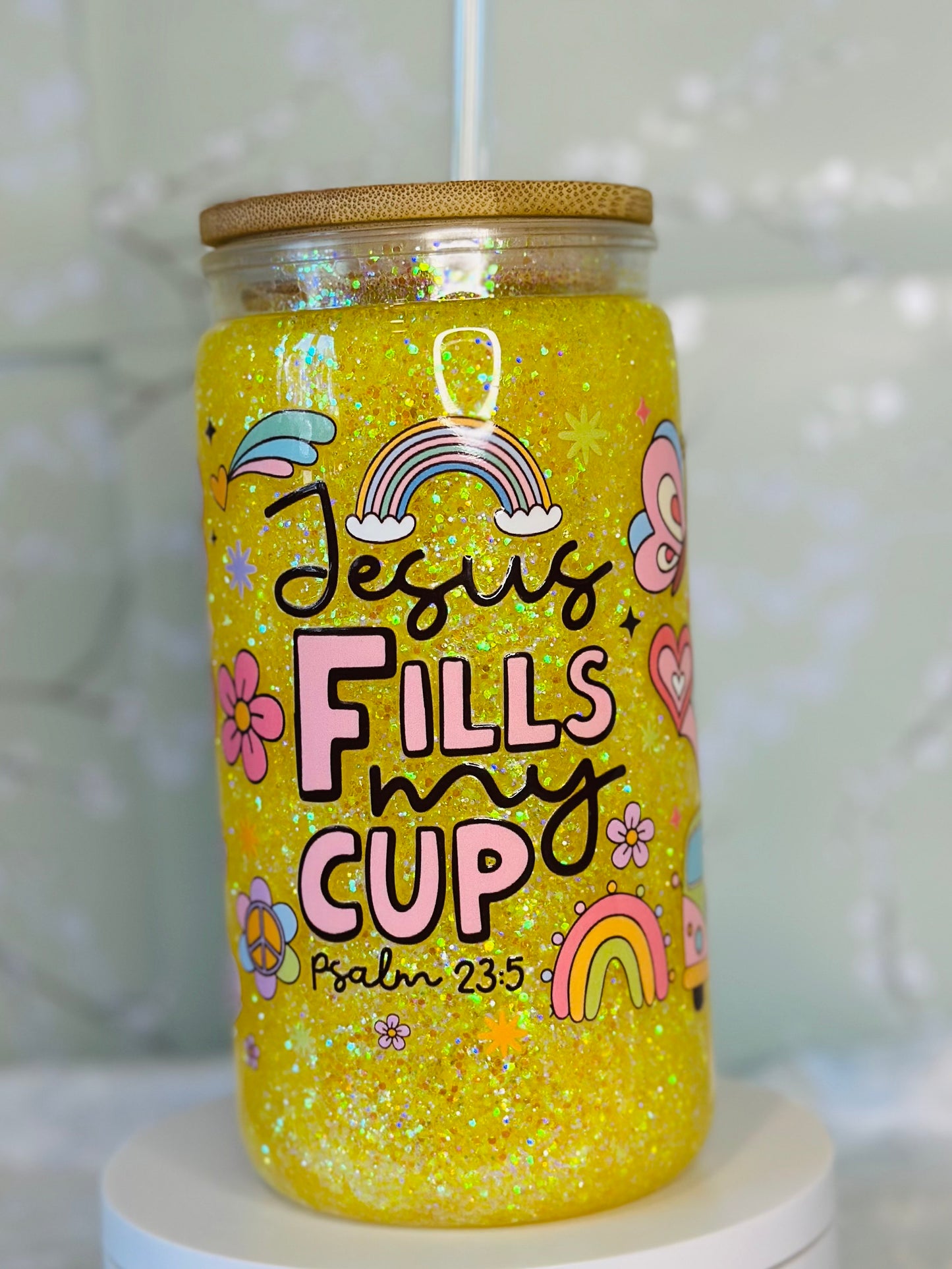 16oz Jesus Fills My Cup Snow Globe Cup