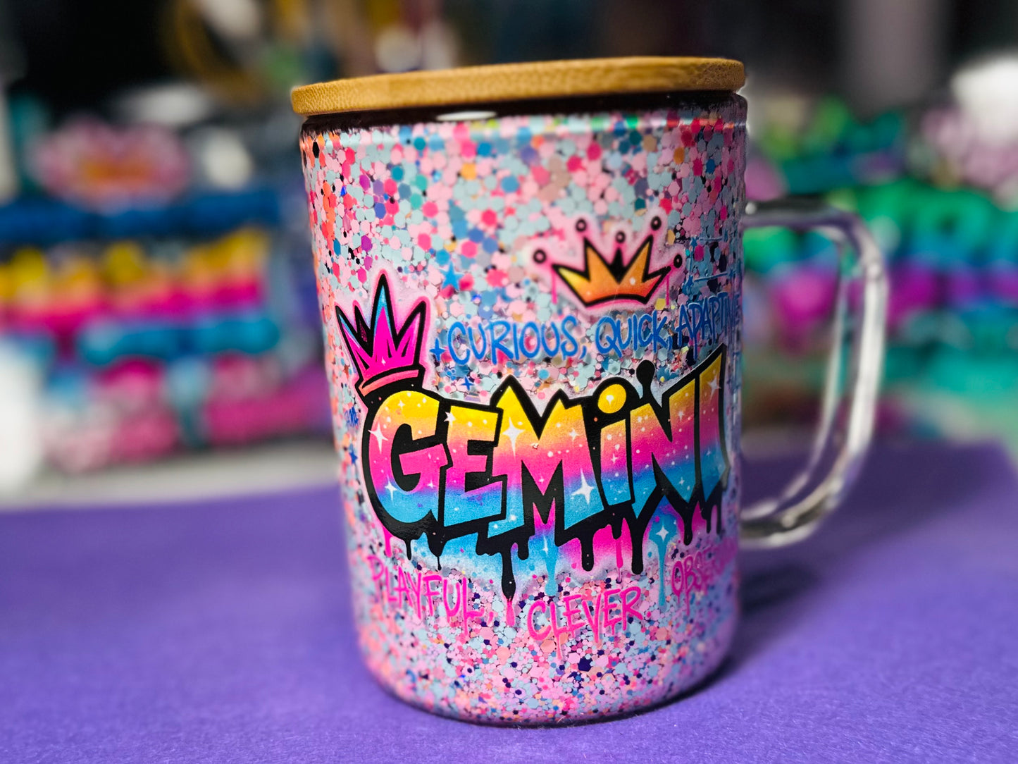 15oz GLASS CUP W/PRE-MADE (ZODIAC)