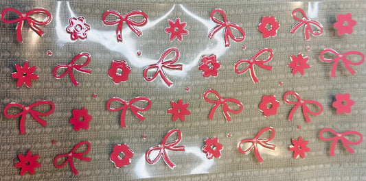 #395 PINK SKINNY BOWS & FLOWERS