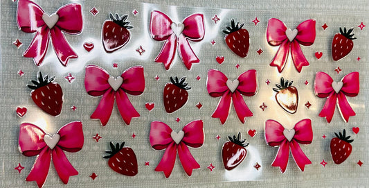 #389 LG PINK BOWS N STRAWBERRIES
