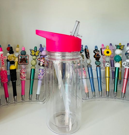 10oz Acrylic Dark Pink Kids Snow Globe Cup