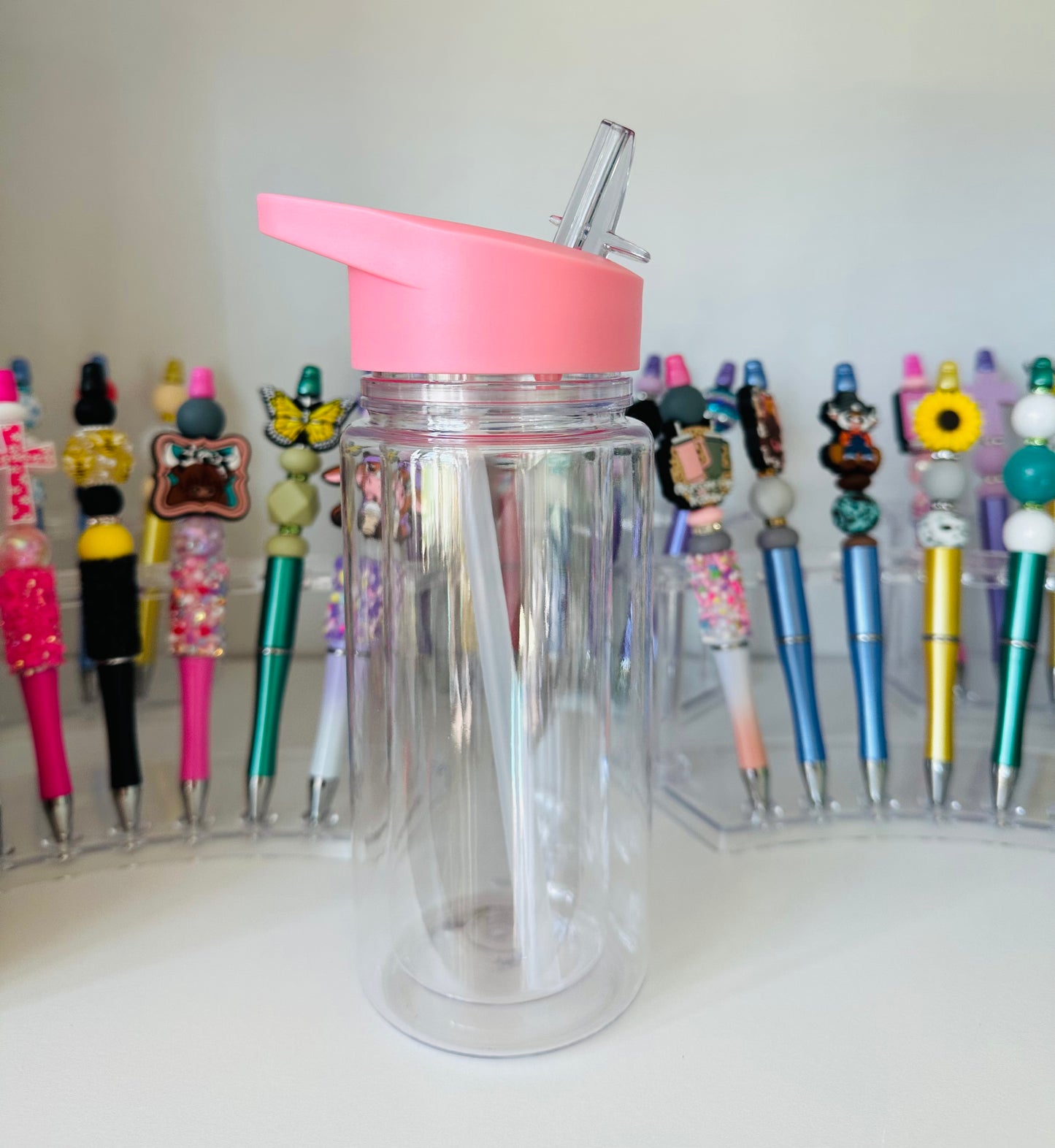 10oz Acrylic Light Pink Kids Snow Globe Cup