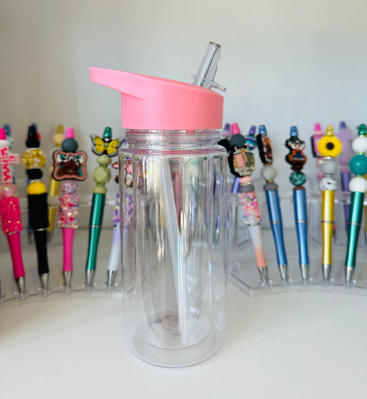 10oz Acrylic Light Pink Kids Snow Globe Cup