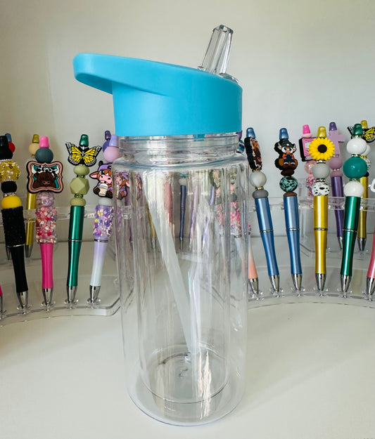 10oz Acrylic Light Blue Kids Snow Globe Cup