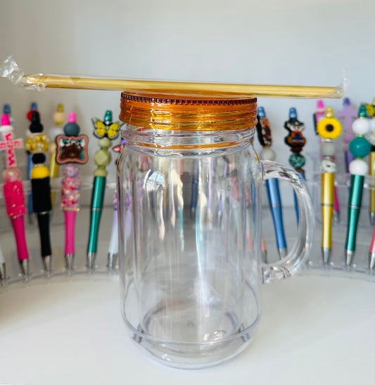 20oz Yellow Acrylic Snow Globe Mug
