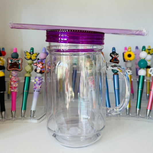 20oz Purple Acrylic Snow Globe Mug