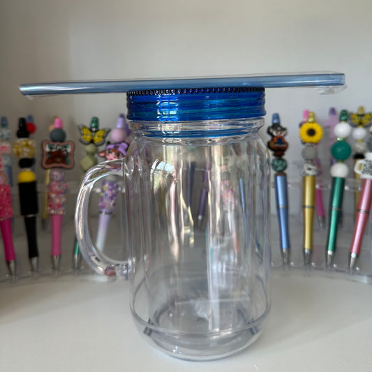 20oz Blue Acrylic Snow Globe Mug