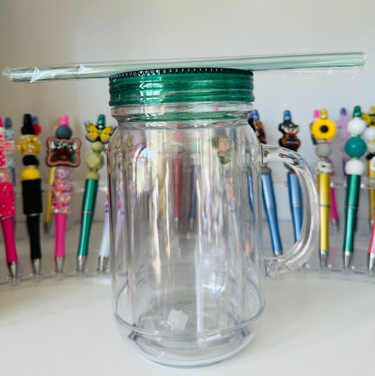 20oz Green Acrylic Snow Globe Mug