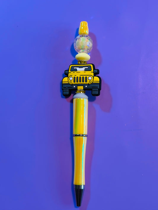 Beaded Yellow JEEP Pen