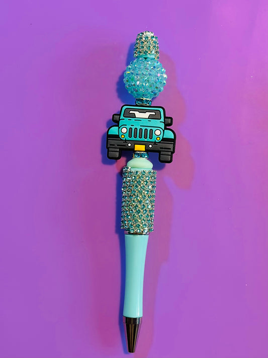 Teal Beaded JEEP Pen