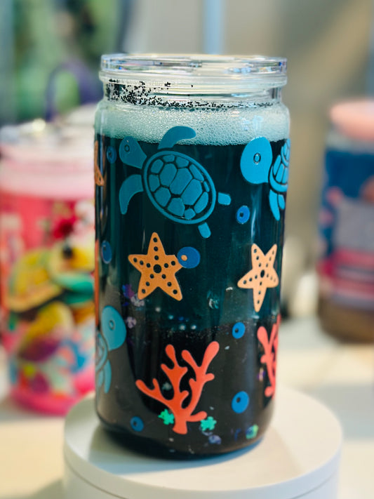 Dark Teal Beach 16oz Acrylic Cup