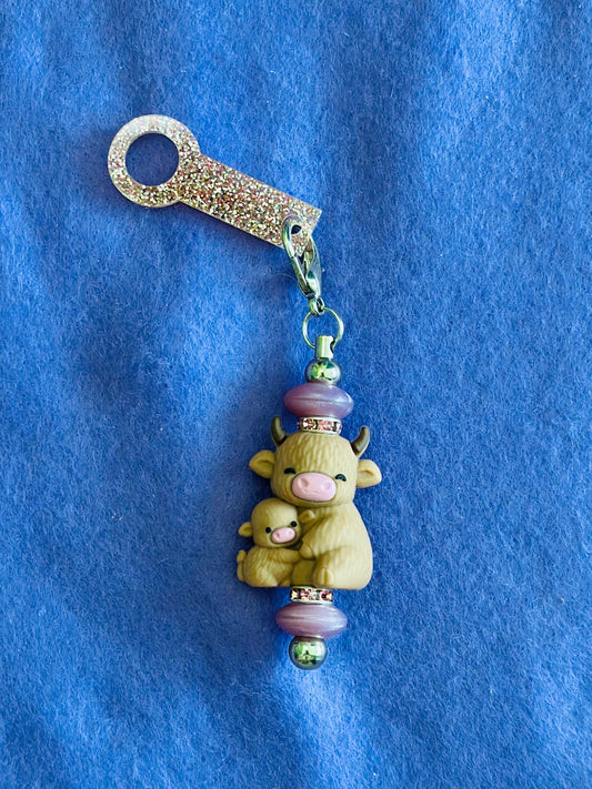 Highland Momma & Baby Straw Charm