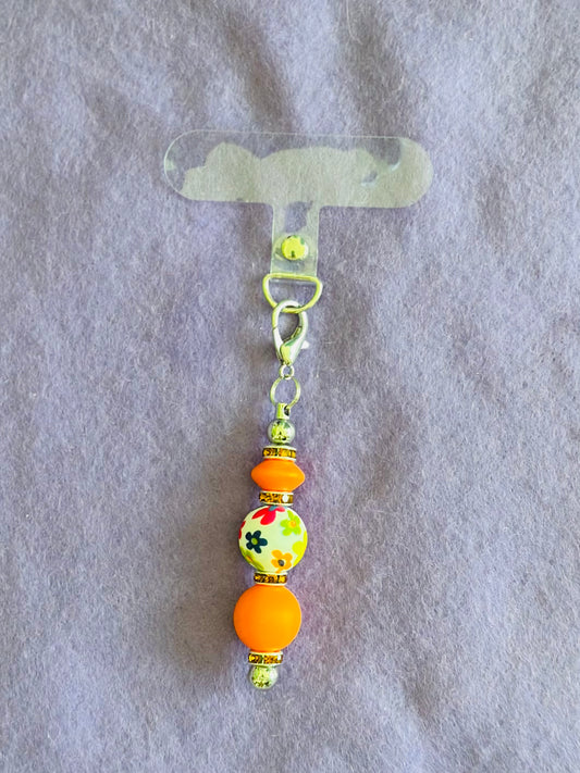 Orange Flower Phone Charm