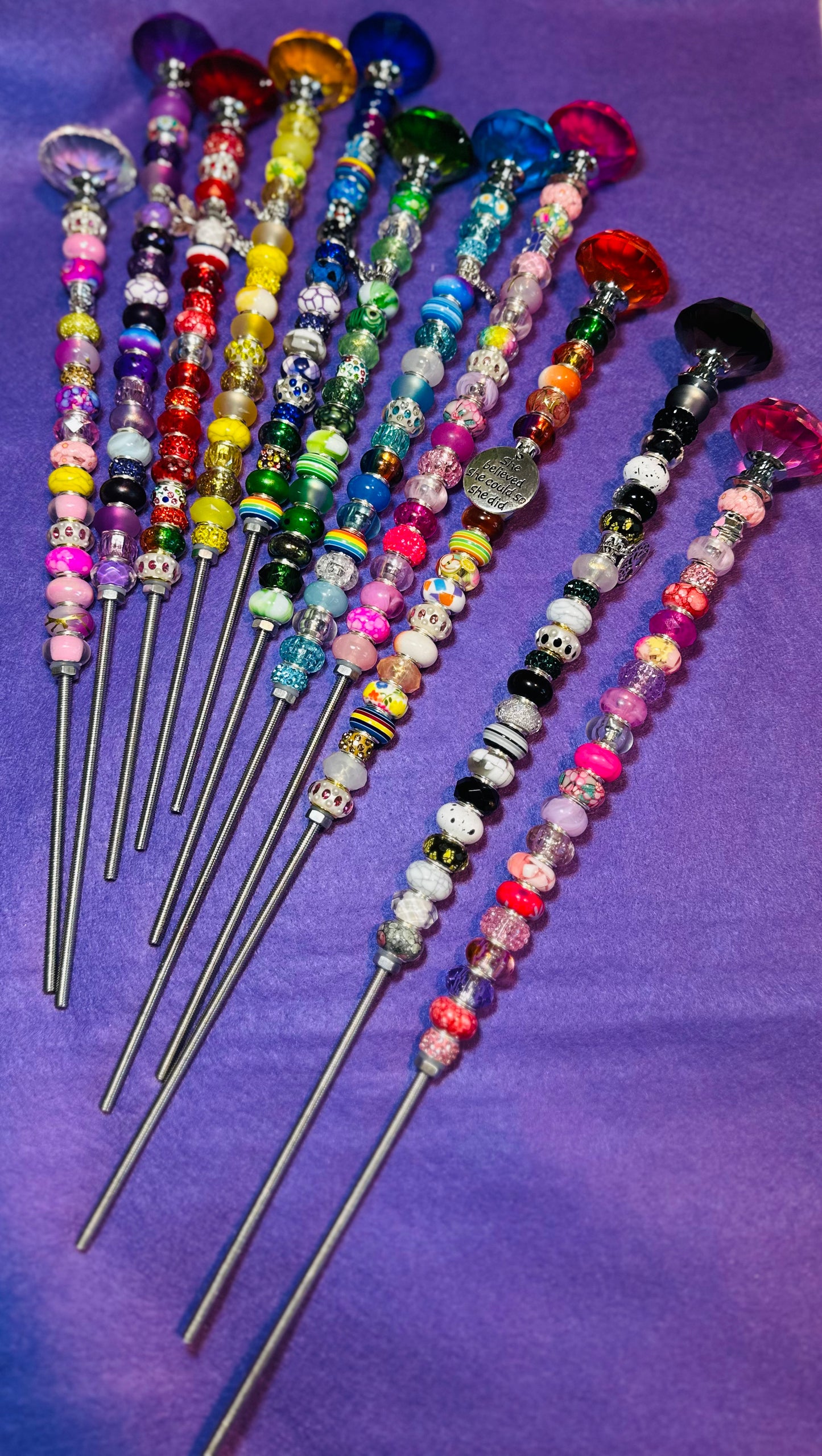 Green Beaded Garden Stake