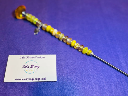 Yellow Beaded Garden Stake