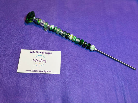 Green Beaded Garden Stake