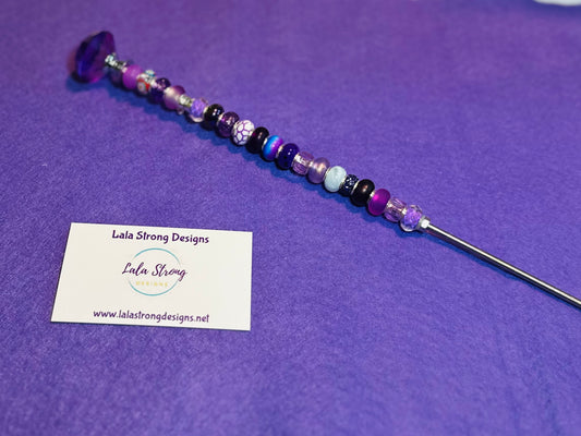 Purple Beaded Garden Stake