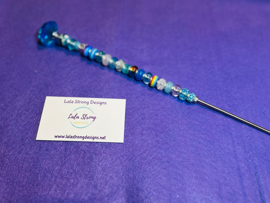 Teal Beaded Garden Stake
