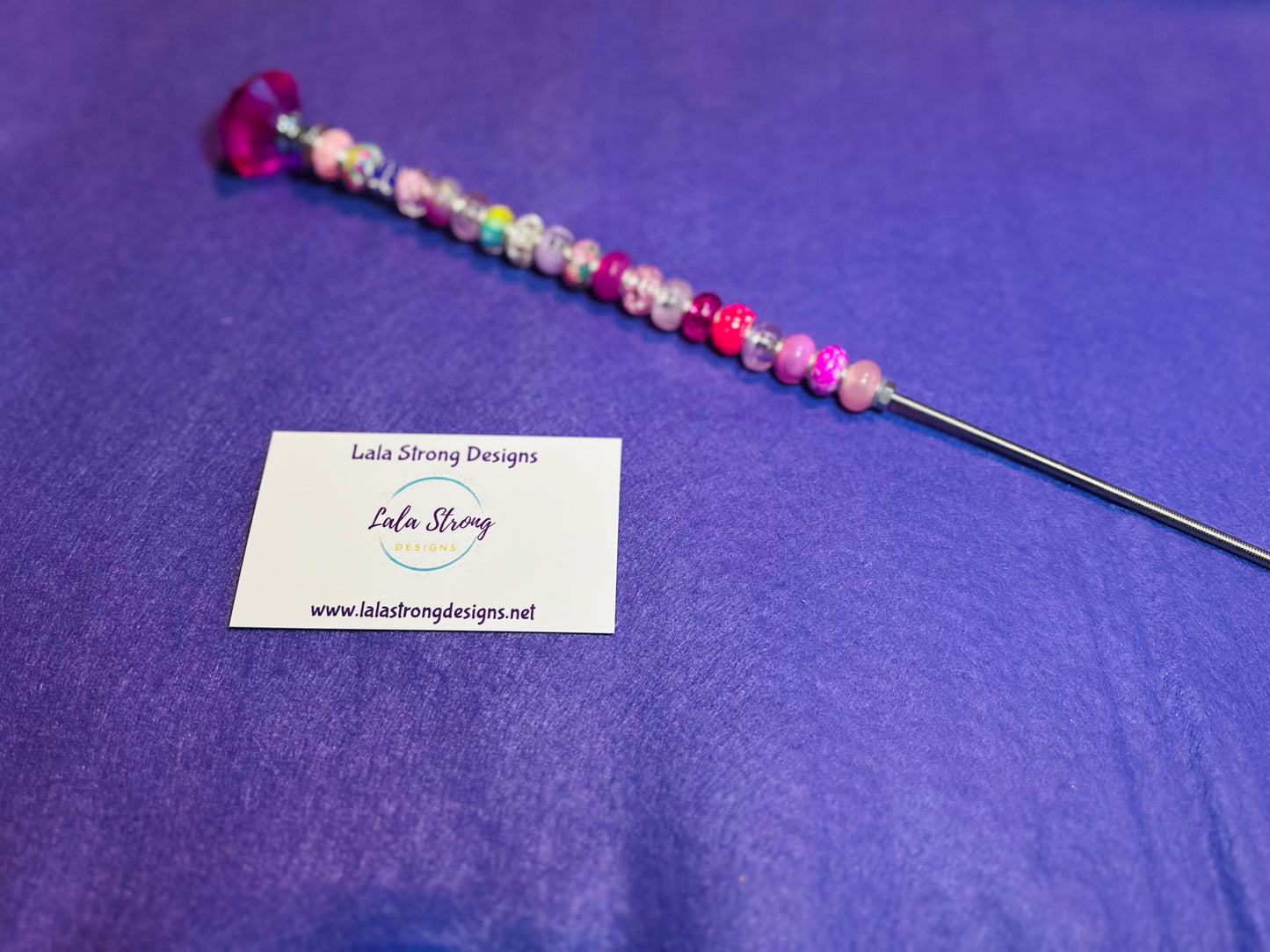 Pink #1 Beaded Garden Stake