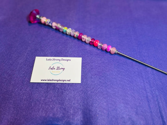 Pink #1 Beaded Garden Stake