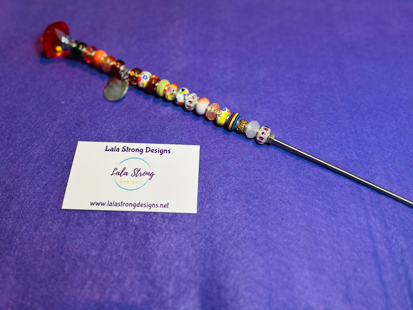 Orange Beaded Garden Stake
