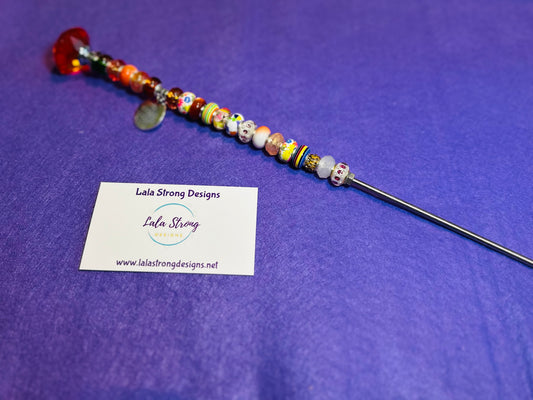 Orange Beaded Garden Stake