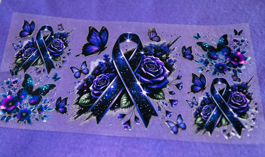 #84 PURPLE AWARENESS RIBBON & BUTTERFLIES