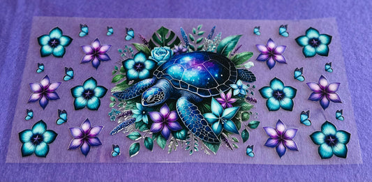 #6 TURTLE W/FLOWERS PURPLE & TEAL