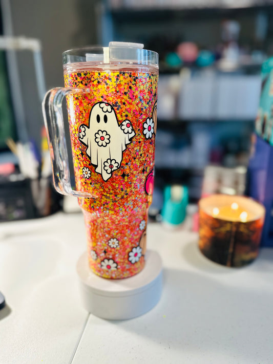 Pre-Made 40oz "FRIENDLY GHOST" Snowglobe Tumbler
