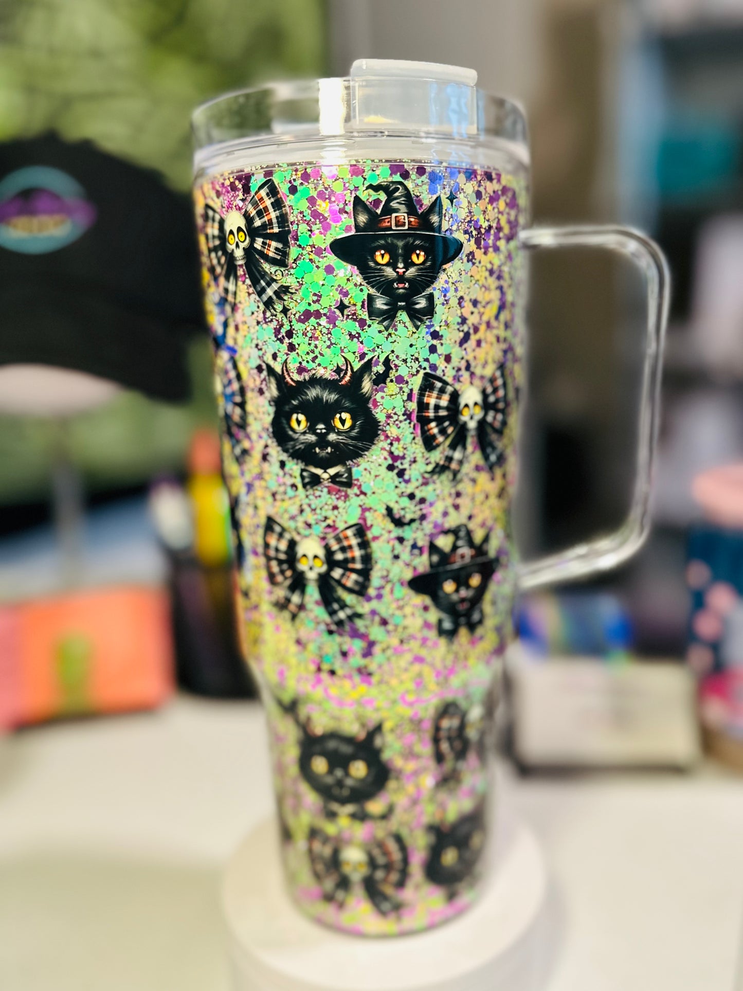 Black Cat & Skull Bow 40oz Tumbler