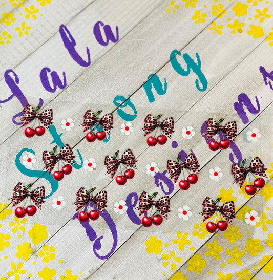 #388 CHERRIES & CHEETAH BOWS