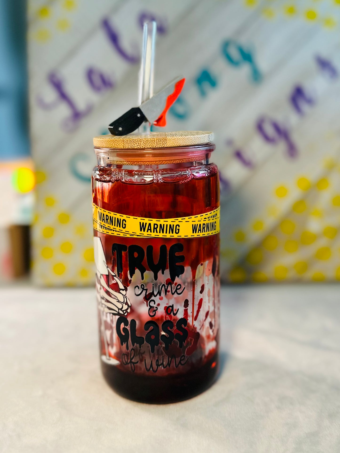 SCARY KNIFE STRAW TOPPER