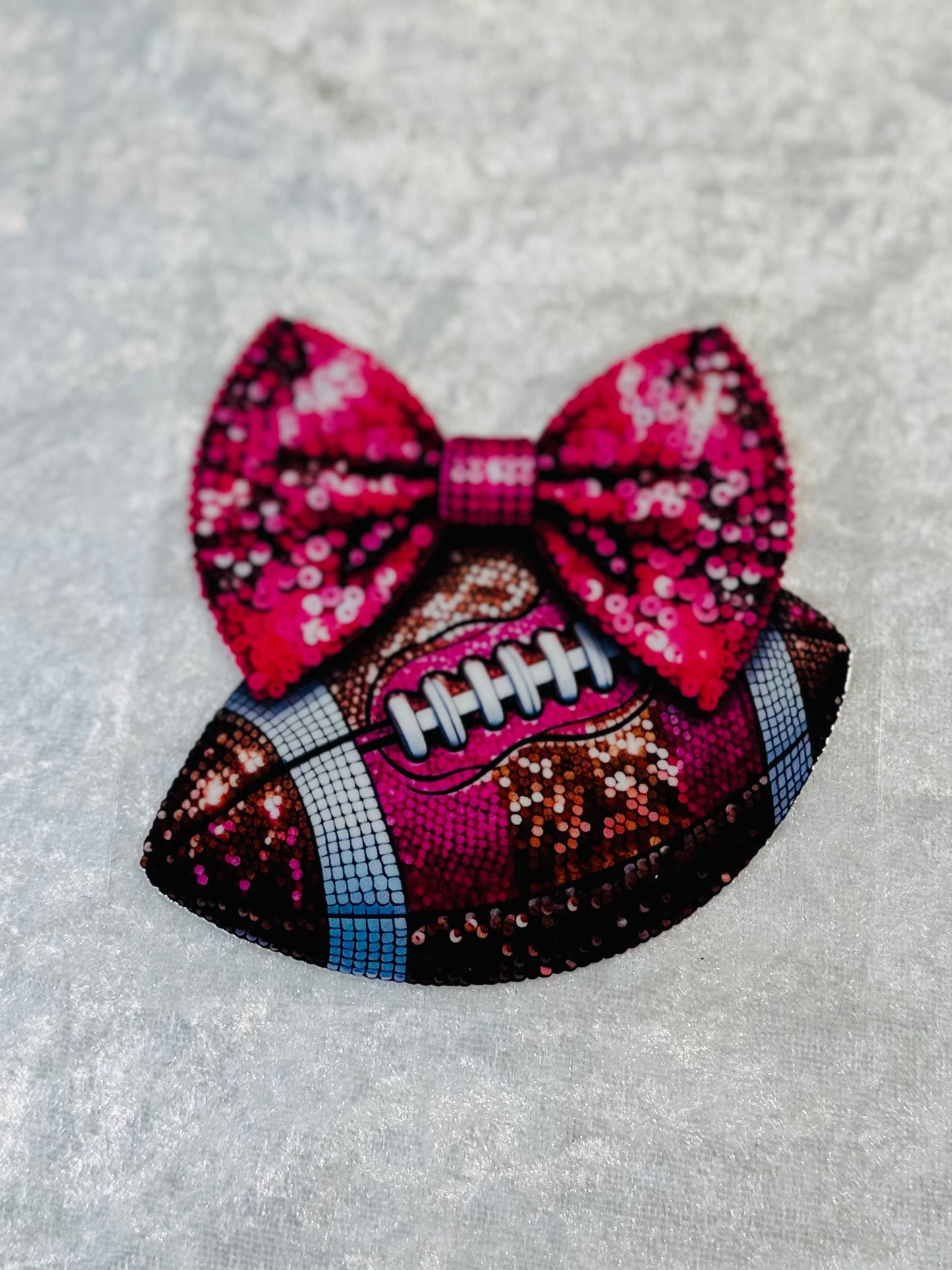 #477 PINK BOW & FOOTBALL 4IN
