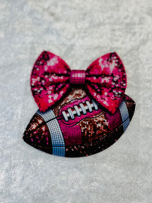 #477 PINK BOW & FOOTBALL 4IN
