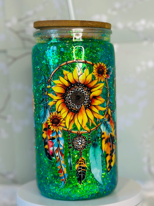 16oz Sunflower Dream Catcher Snow Globe Cup
