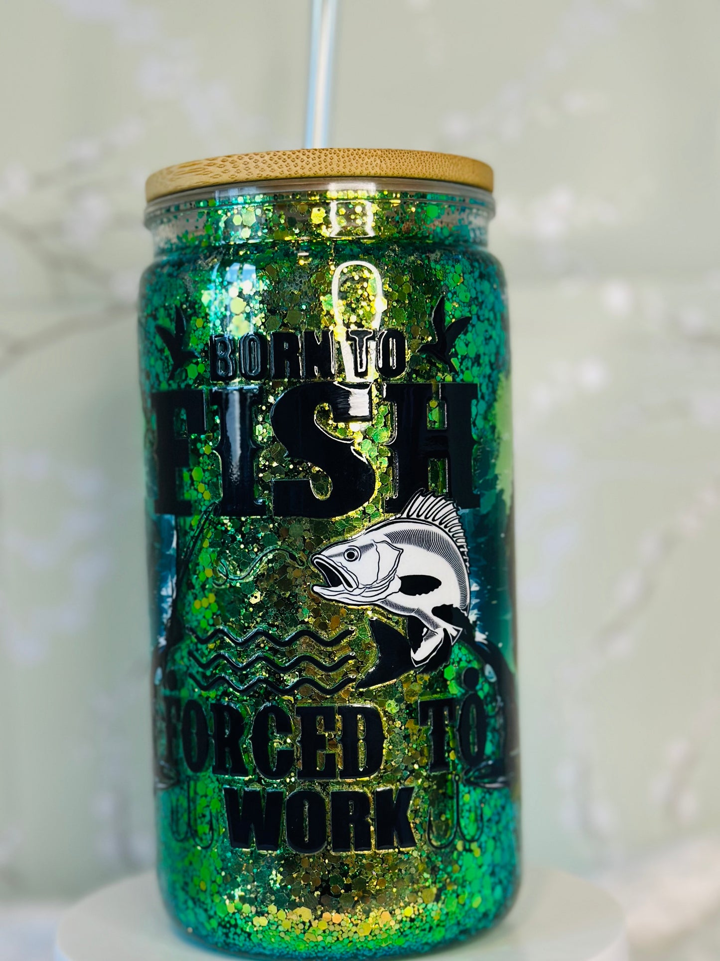 16oz Born To Fish Snow Globe Cup