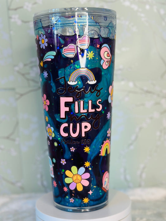 24oz Jesus Fills My Cup Snow Globe Cup